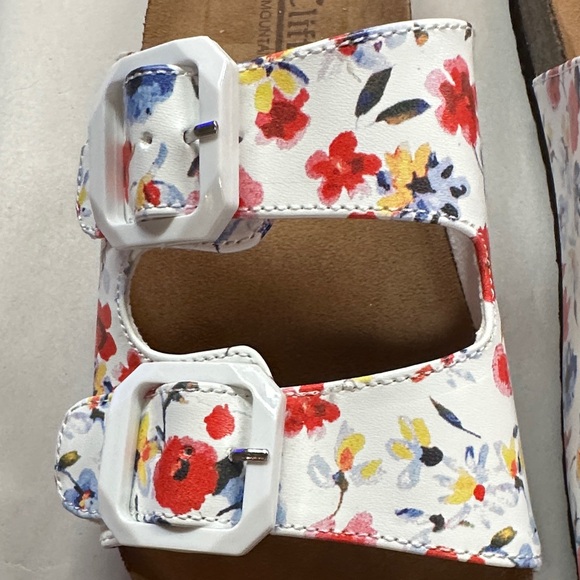Cliffs by White Mountain Heidi Floral Sandals Two Strap Buckles Footbed Size 7.5 - Picture 5 of 9